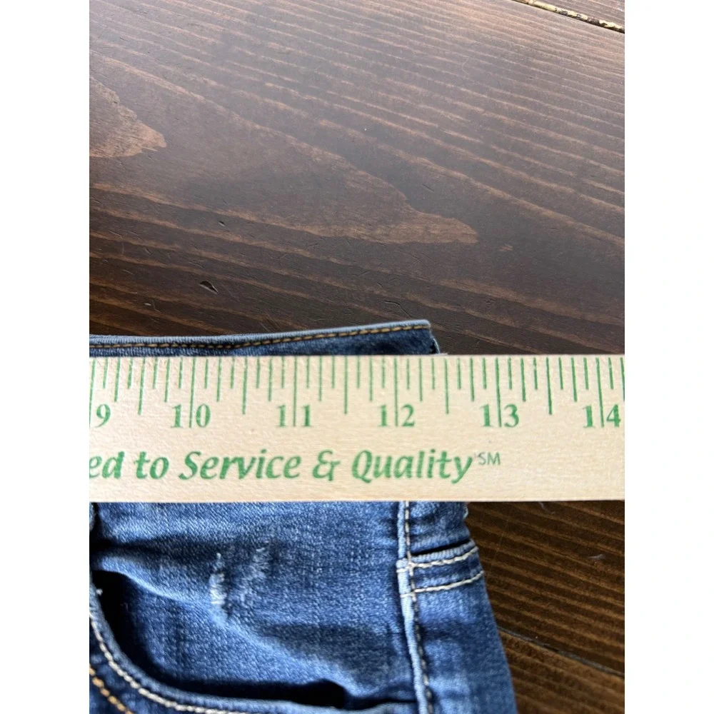 American Eagle Hi-Rise Shorts Womens 2 Blue Denim Super Stretch Rolled Hem 04/15